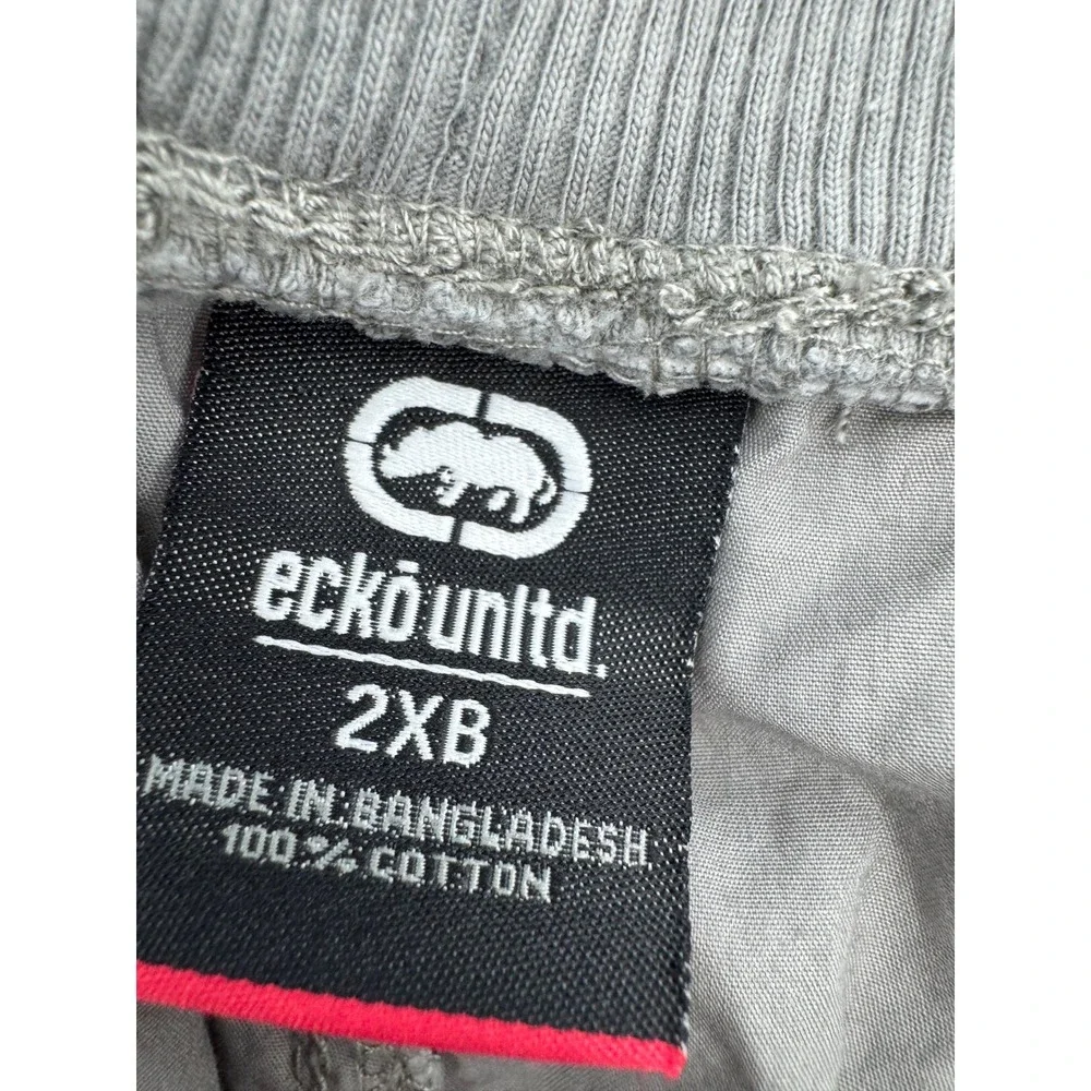 Ecko Unltd Cargo Shorts Mens 2XB Grey Elastic Waist Cotton‎ Classic Fit Utility